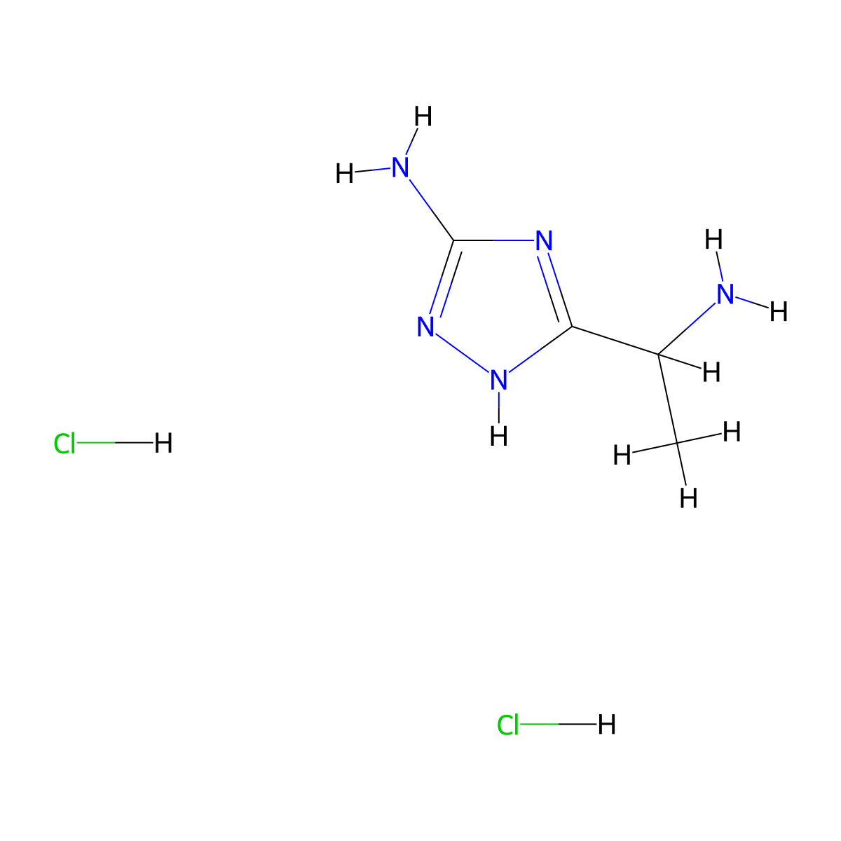 3-(1-aminoethyl)-1H-1,2,4-triazol-5-amine dihydrochloride molecular structure, CAS 2408965-11-5