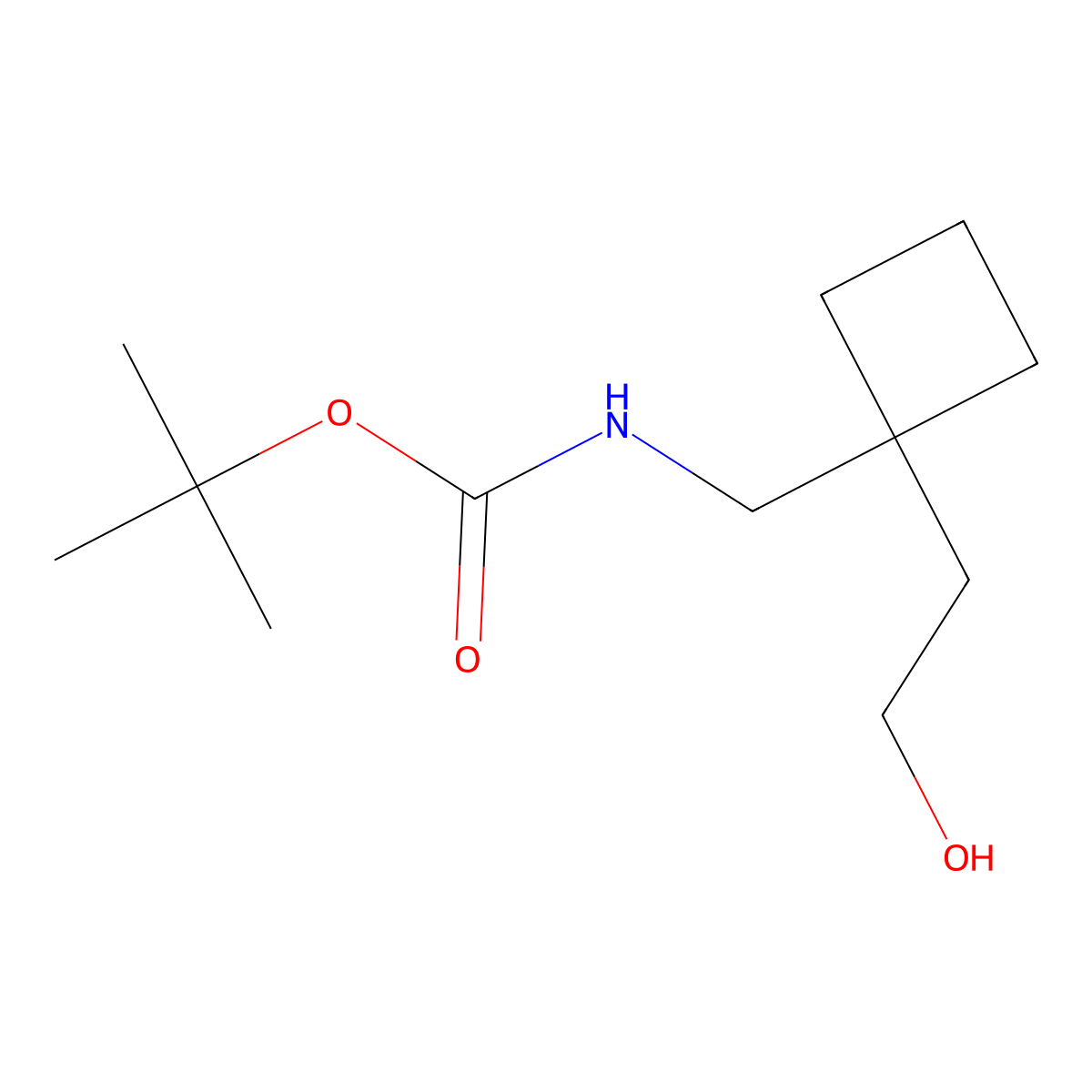 tert-butyl N-{[1-(2-hydroxyethyl)cyclobutyl]methyl}carbamate molecular structure, CAS 2408965-14-8