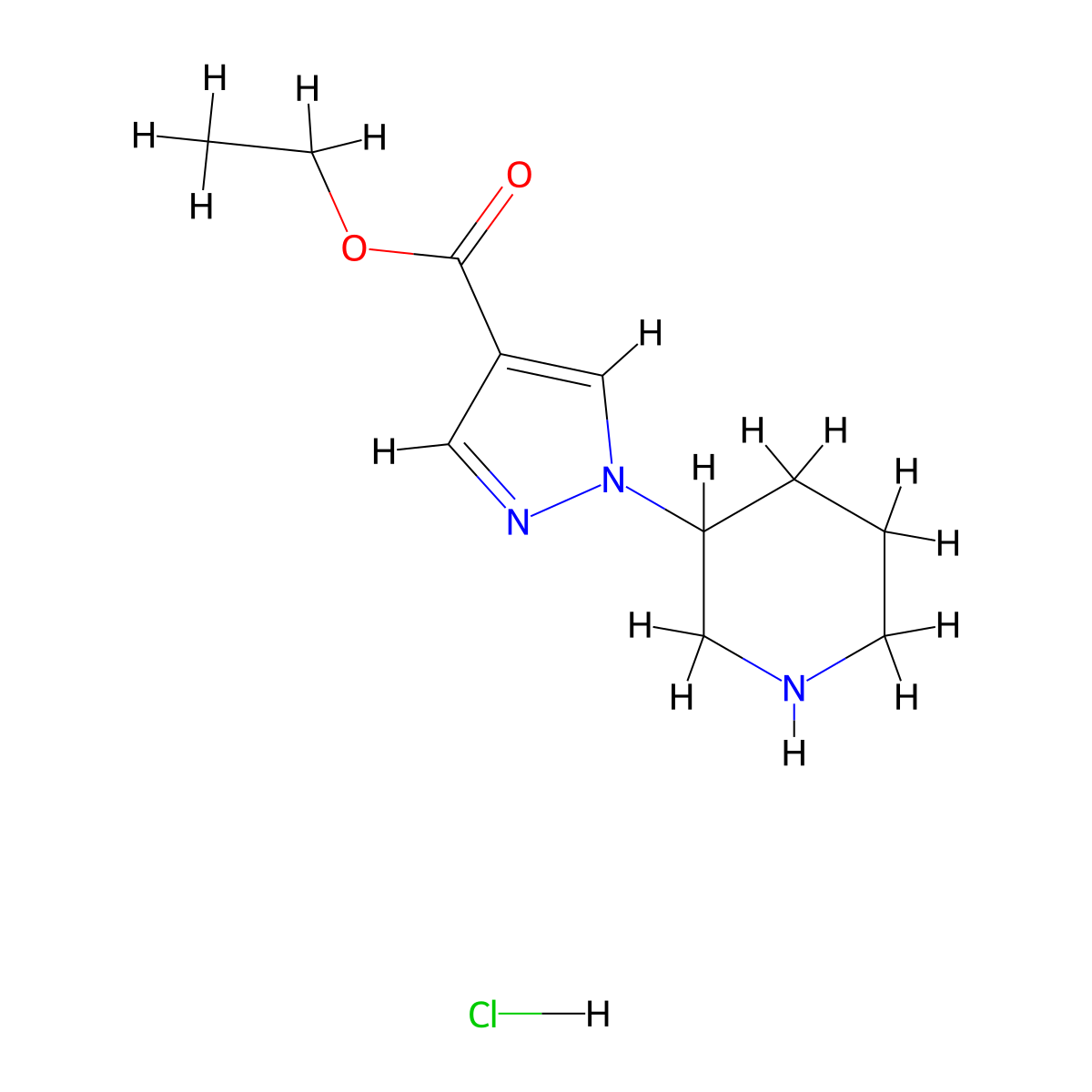 ethyl1-(piperidin-3-yl)-1H-pyrazole-4-carboxylatehydrochloride molecular structure, CAS 2408965-17-1