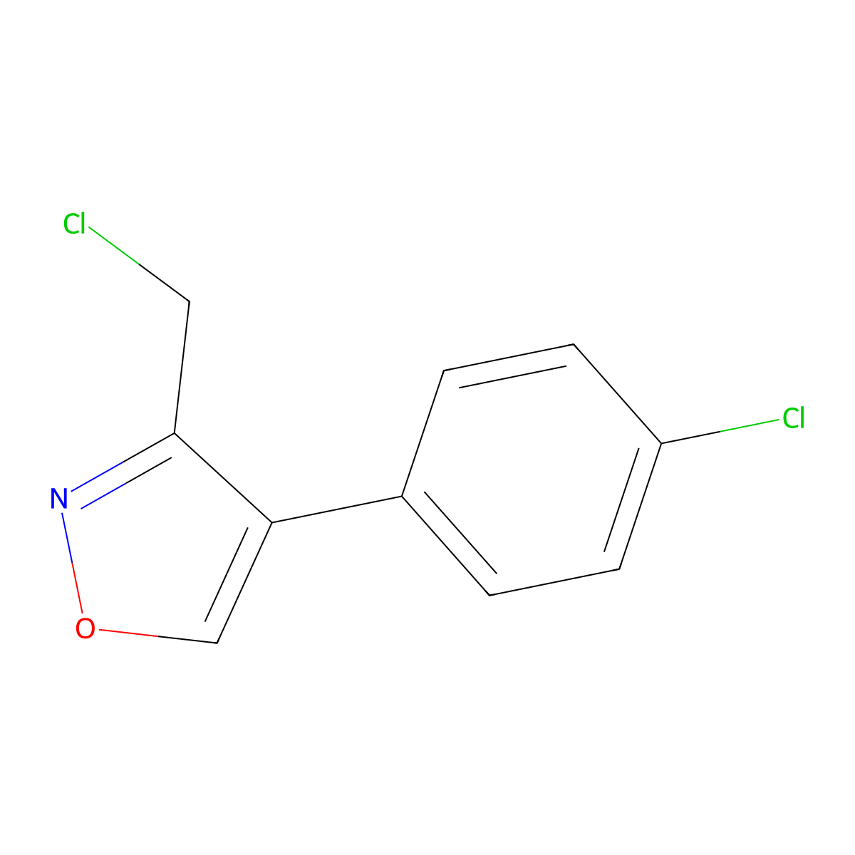3-(Chloromethyl)-4-(4-chlorophenyl)-1,2-oxazole molecular structure, CAS 2408965-25-1
