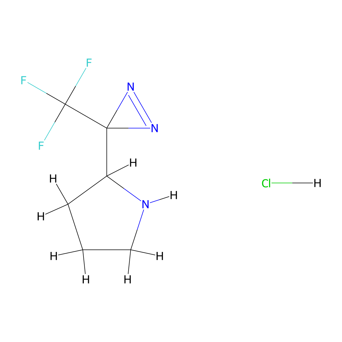 2-[3-(trifluoromethyl)-3H-diazirin-3-yl]pyrrolidine hydrochloride molecular structure, CAS 2408965-29-5