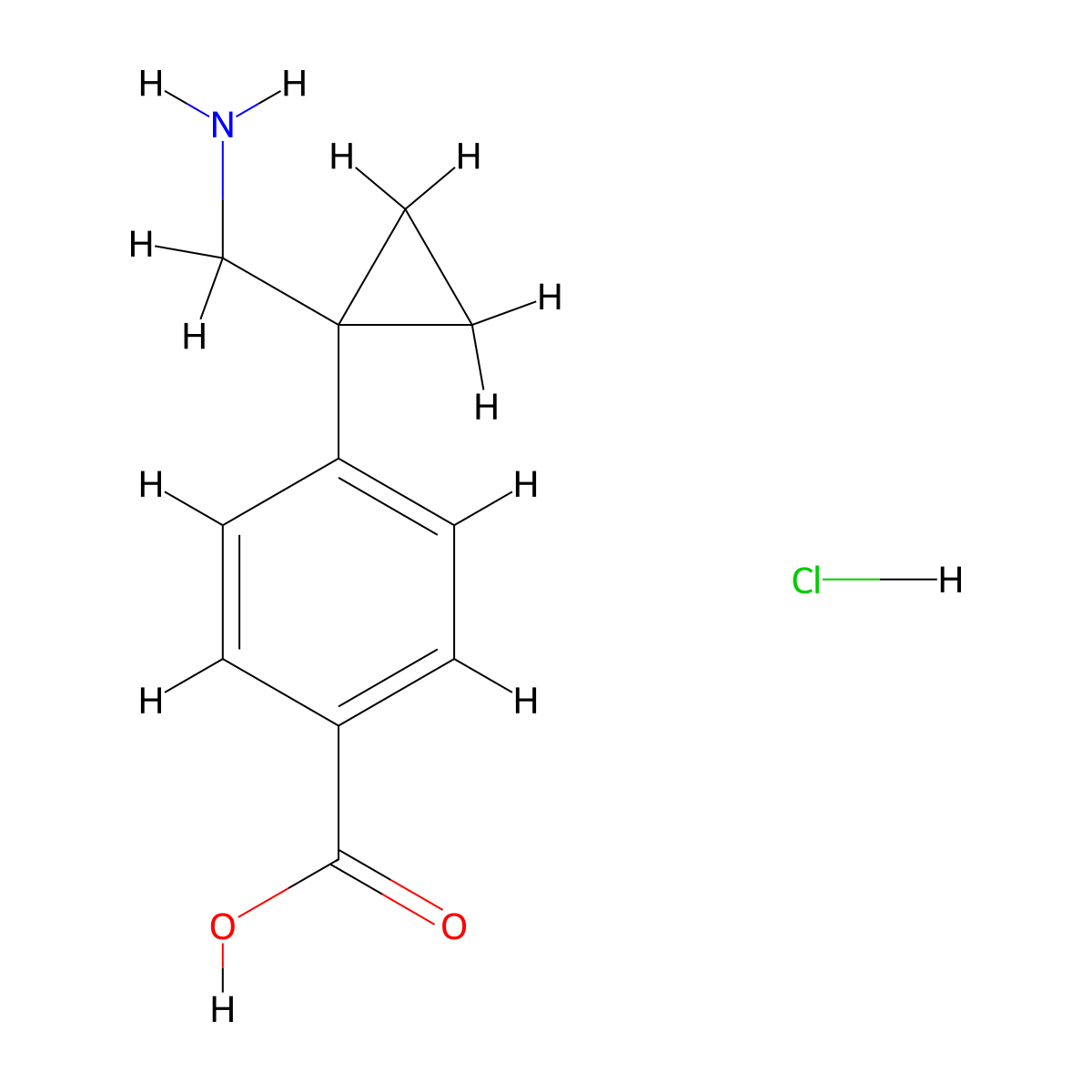 4-[1-(Aminomethyl)cyclopropyl]benzoicacidhydrochloride molecular structure, CAS 2408965-34-2