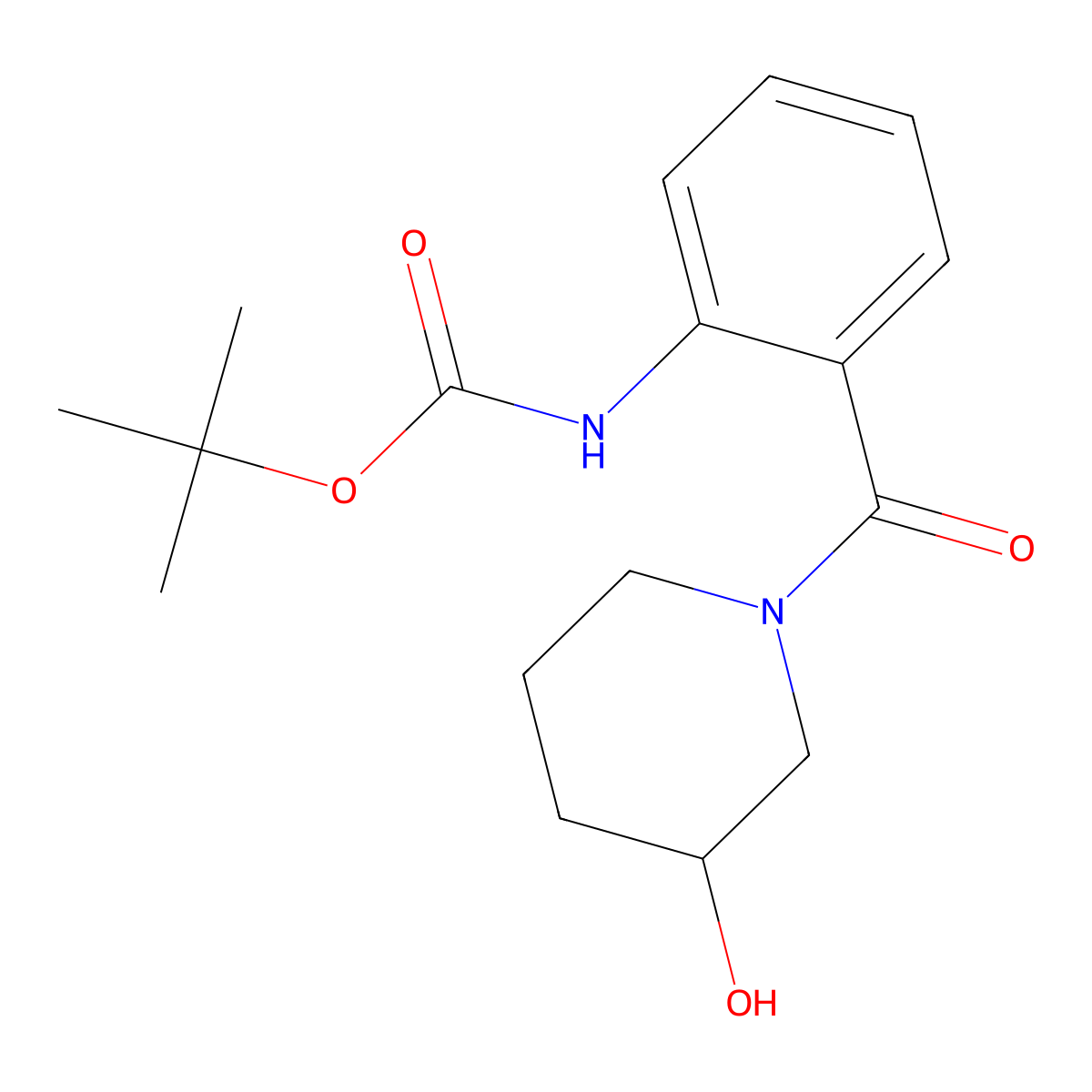 tert-butyl N-[2-(3-hydroxypiperidine-1-carbonyl)phenyl]carbamate molecular structure, CAS 2408965-43-3
