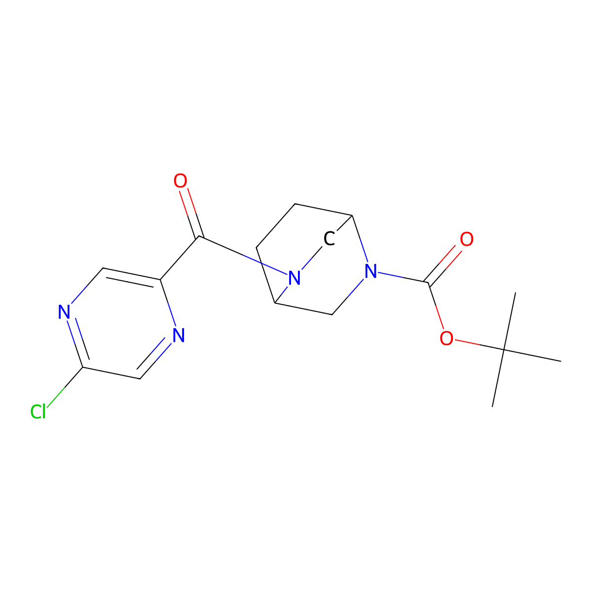 Tert-butyl 5-(5-chloropyrazine-2-carbonyl)-2,5-diazabicyclo[2.2.2]octane-2-carboxylate molecular structure, CAS 2408965-57-9