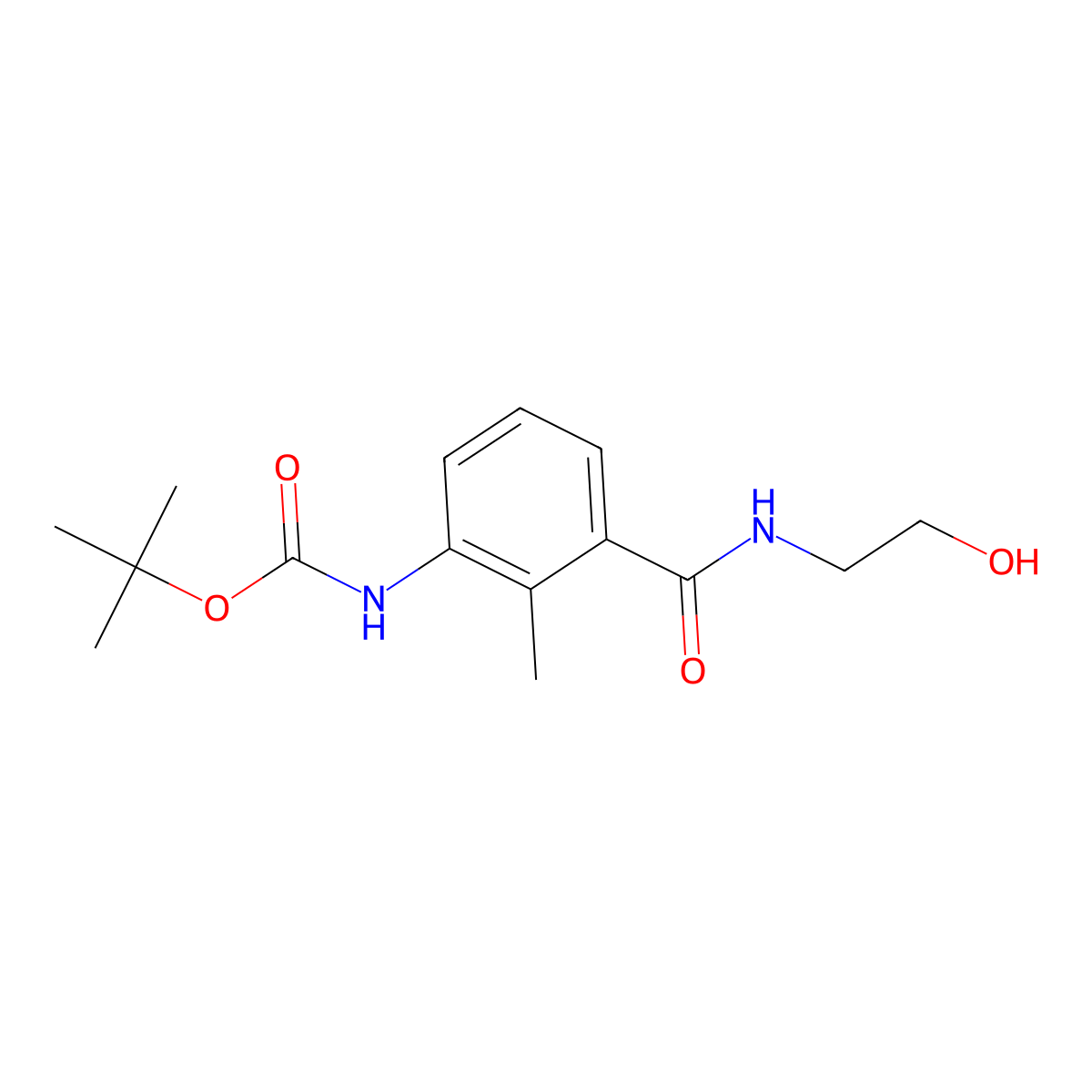 tert-butyl N-{3-[(2-hydroxyethyl)carbamoyl]-2-methylphenyl}carbamate molecular structure, CAS 2408965-58-0