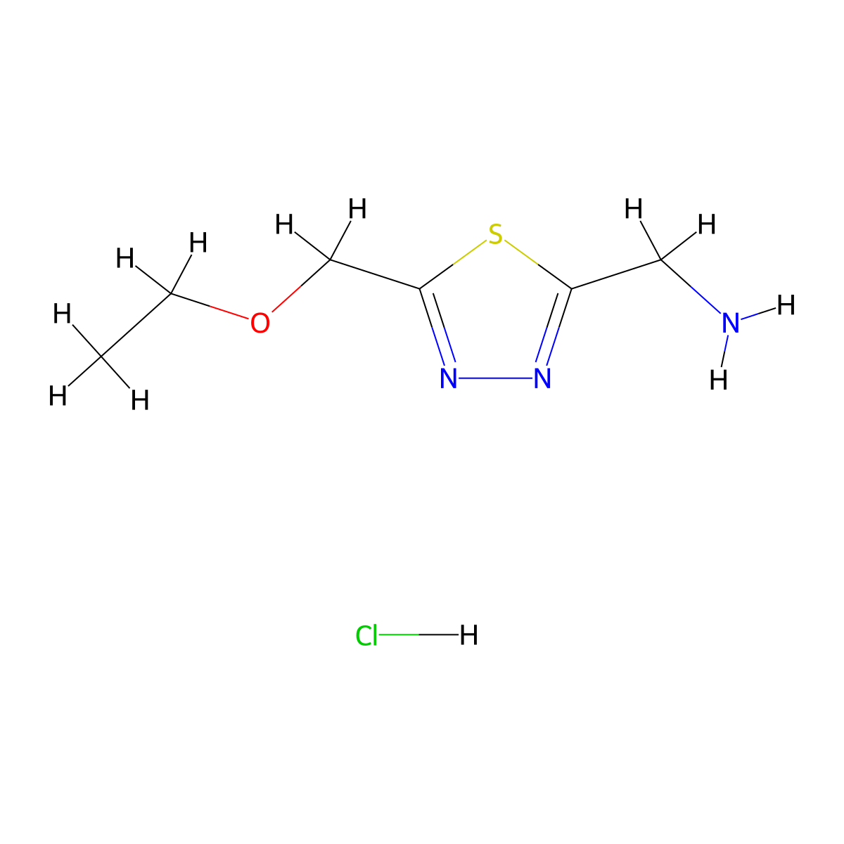 1-[5-(Ethoxymethyl)-1,3,4-thiadiazol-2-yl]methanamine hydrochloride molecular structure, CAS 2408965-59-1