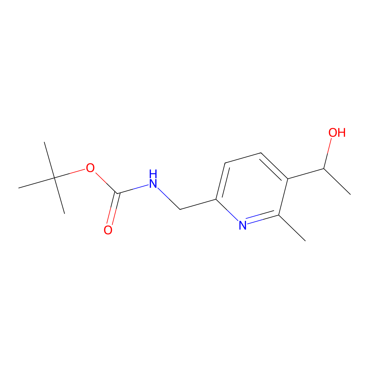 tert-butyl N-{[5-(1-hydroxyethyl)-6-methylpyridin-2-yl]methyl}carbamate molecular structure, CAS 2408965-62-6
