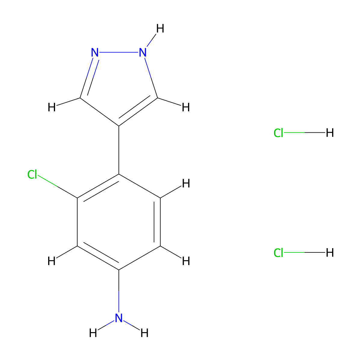 3-chloro-4-(1H-pyrazol-4-yl)aniline dihydrochloride molecular structure, CAS 2408965-64-8