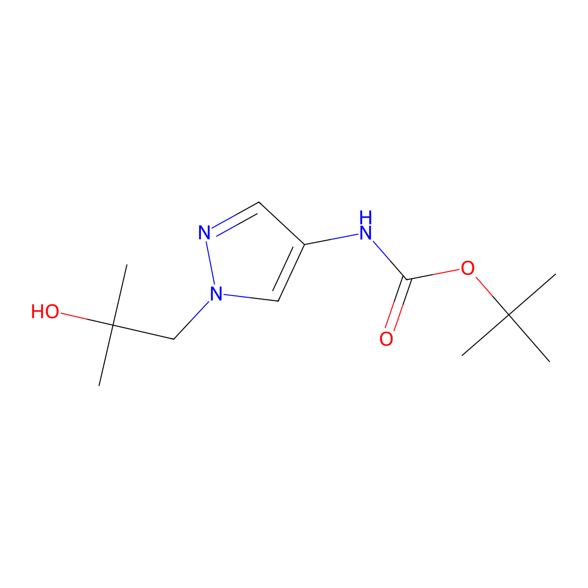 tert-butyl N-[1-(2-hydroxy-2-methylpropyl)-1H-pyrazol-4-yl]carbamate molecular structure, CAS 2408965-66-0