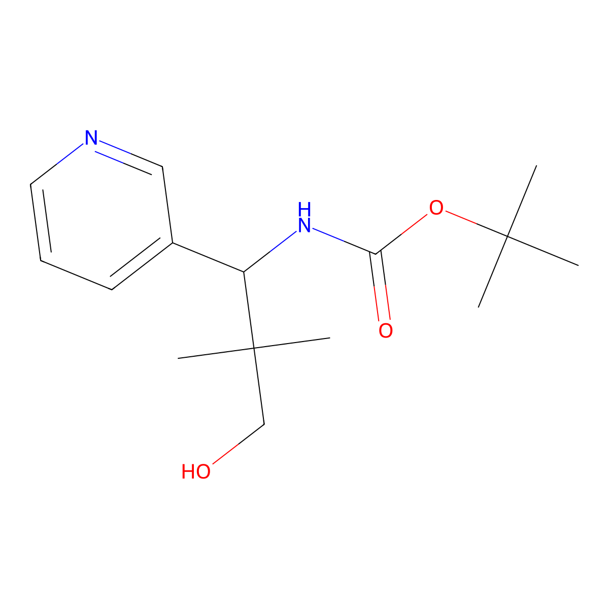 tert-butyl N-[3-hydroxy-2,2-dimethyl-1-(pyridin-3-yl)propyl]carbamate molecular structure, CAS 2408965-67-1