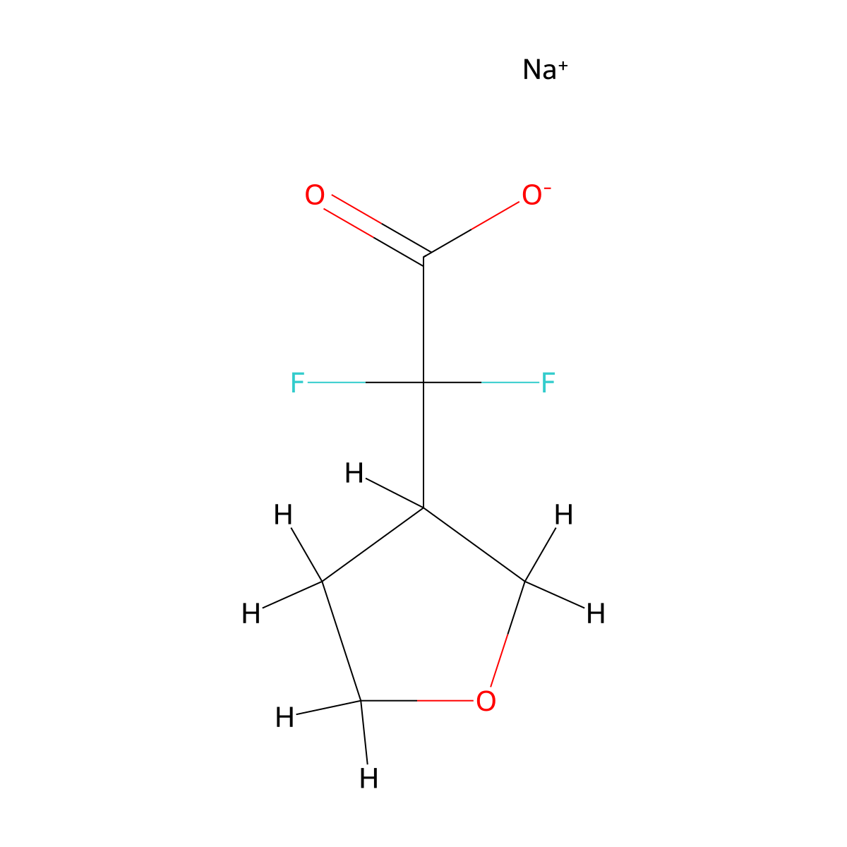 Sodium 2,2-difluoro-2-(oxolan-3-yl)acetate molecular structure, CAS 2408965-73-9