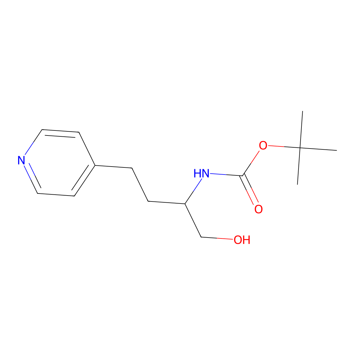 tert-butyl N-[1-hydroxy-4-(pyridin-4-yl)butan-2-yl]carbamate molecular structure, CAS 2408965-74-0
