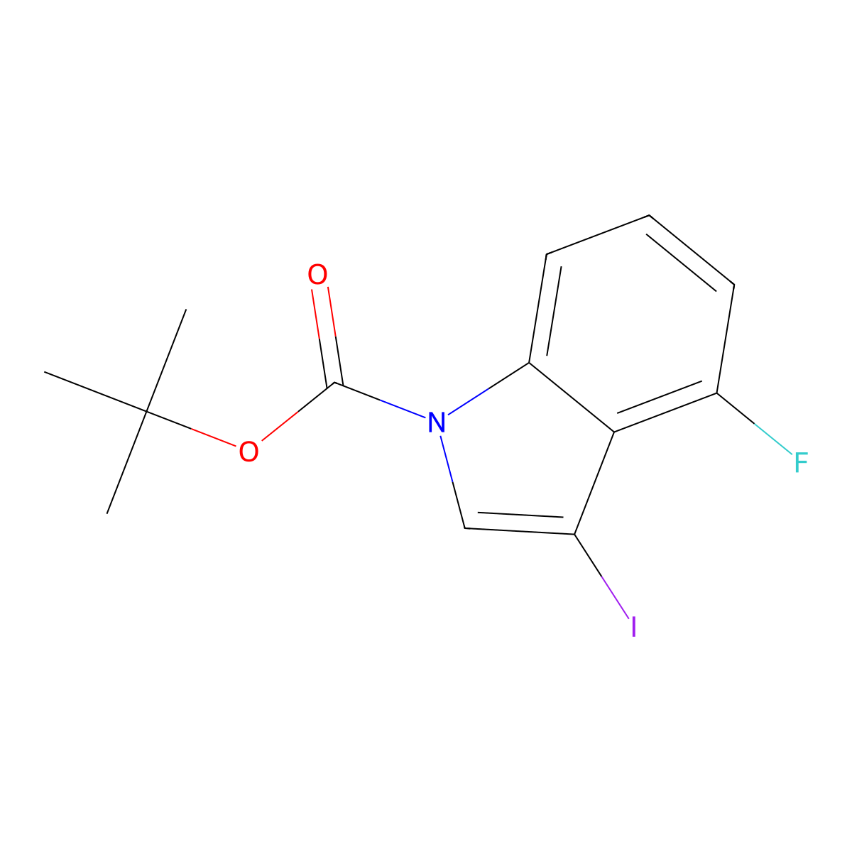 tert-butyl 4-fluoro-3-iodo-1H-indole-1-carboxylate molecular structure, CAS 2408965-77-3