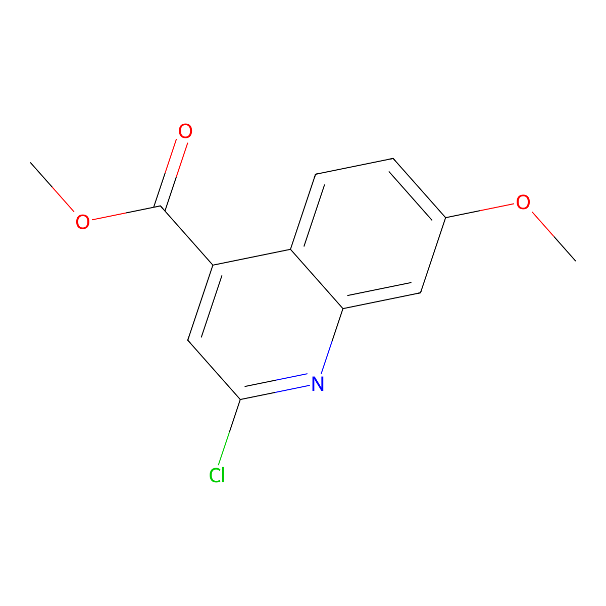 Methyl 2-chloro-7-methoxyquinoline-4-carboxylate molecular structure, CAS 2408965-81-9