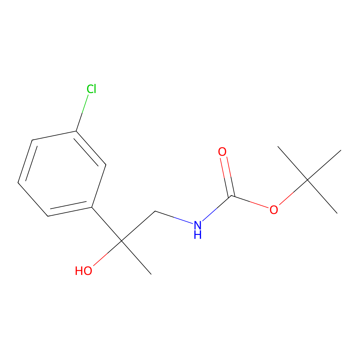 tert-butyl N-[2-(3-chlorophenyl)-2-hydroxypropyl]carbamate molecular structure, CAS 2408965-93-3