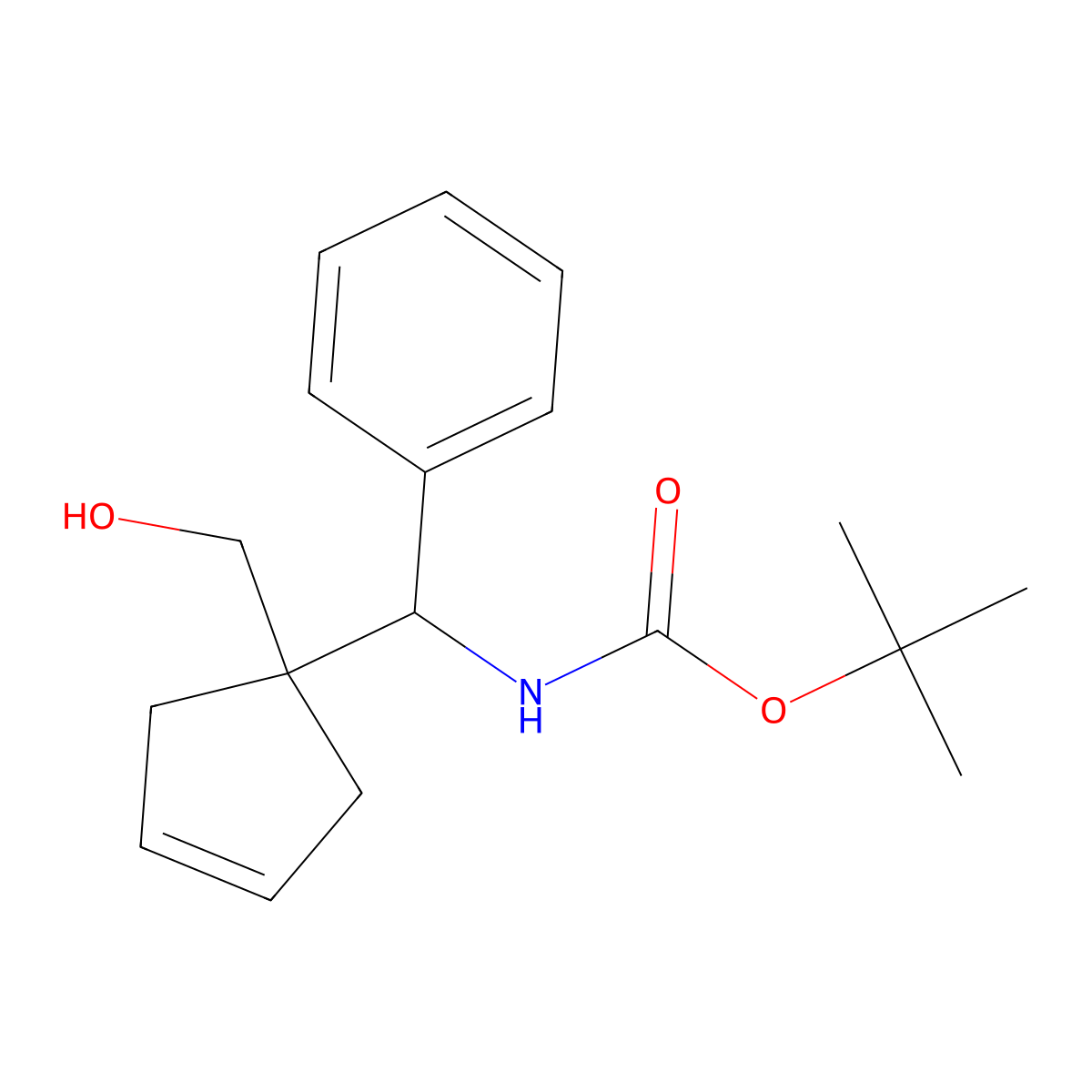 tert-butyl N-{[1-(hydroxymethyl)cyclopent-3-en-1-yl](phenyl)methyl}carbamate molecular structure, CAS 2408965-95-5