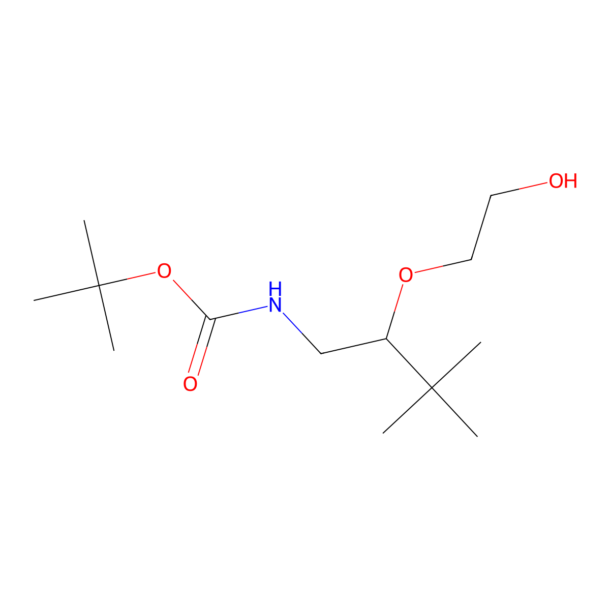 tert-butyl N-[2-(2-hydroxyethoxy)-3,3-dimethylbutyl]carbamate molecular structure, CAS 2408965-97-7