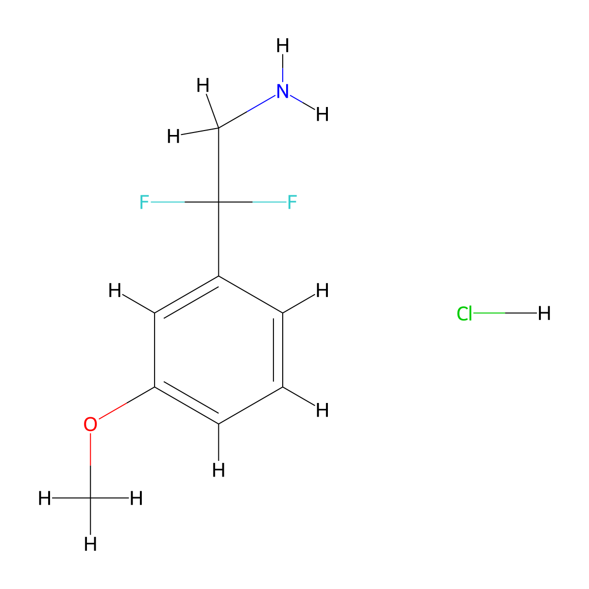 2,2-Difluoro-2-(3-methoxyphenyl)ethan-1-amine hydrochloride molecular structure, CAS 2408966-09-4