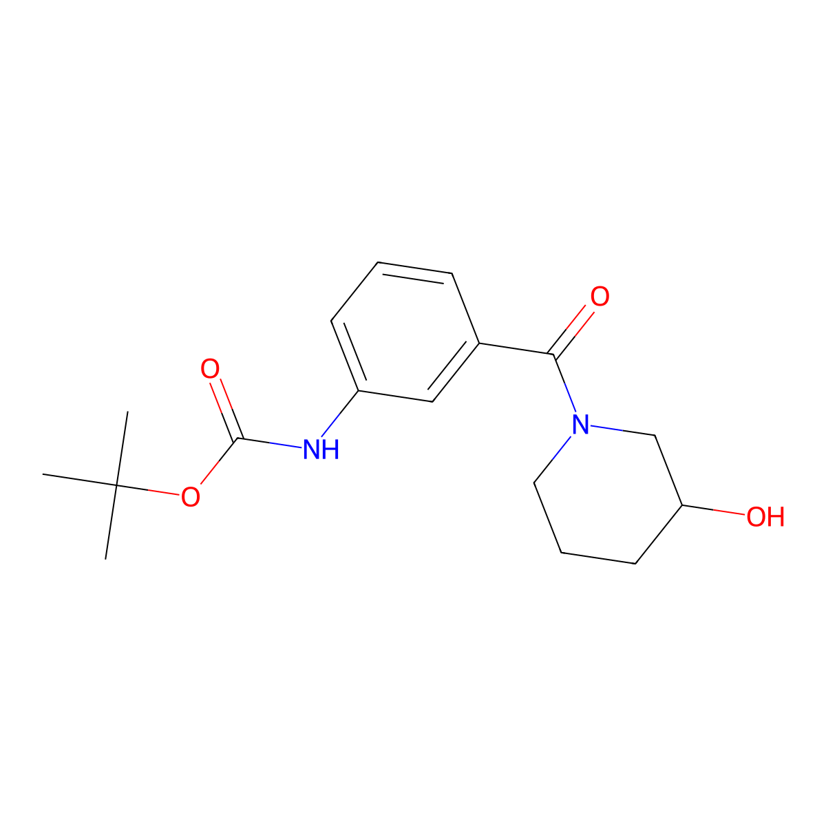 tert-butyl N-[3-(3-hydroxypiperidine-1-carbonyl)phenyl]carbamate molecular structure, CAS 2408966-10-7