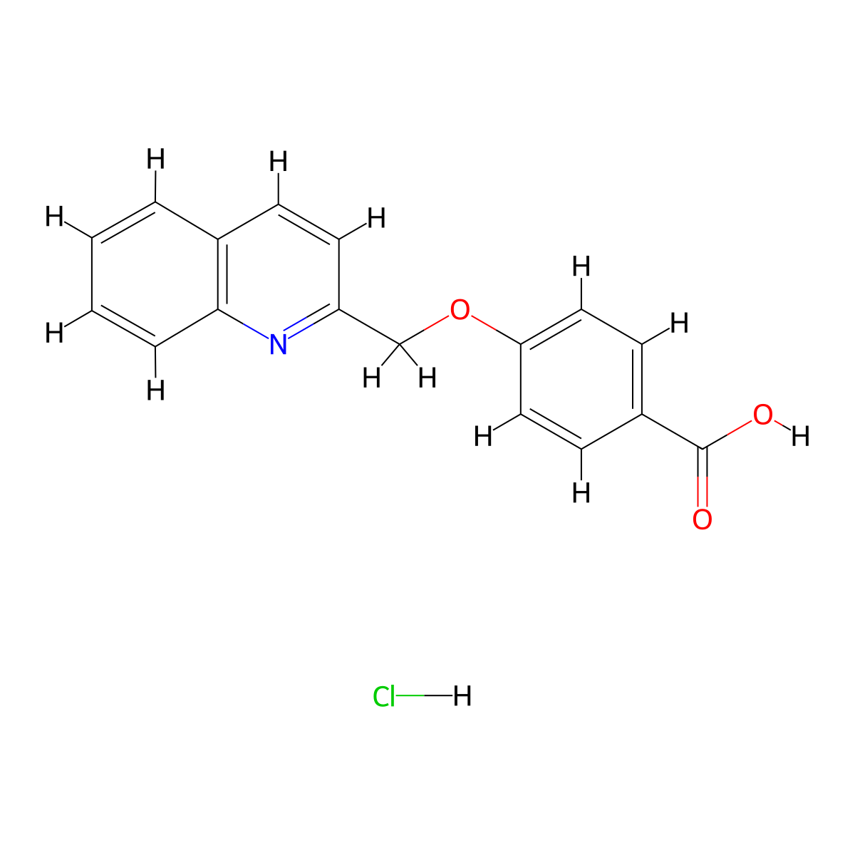 4-(Quinolin-2-ylmethoxy)benzoic acid;hydrochloride molecular structure, CAS 2408966-12-9