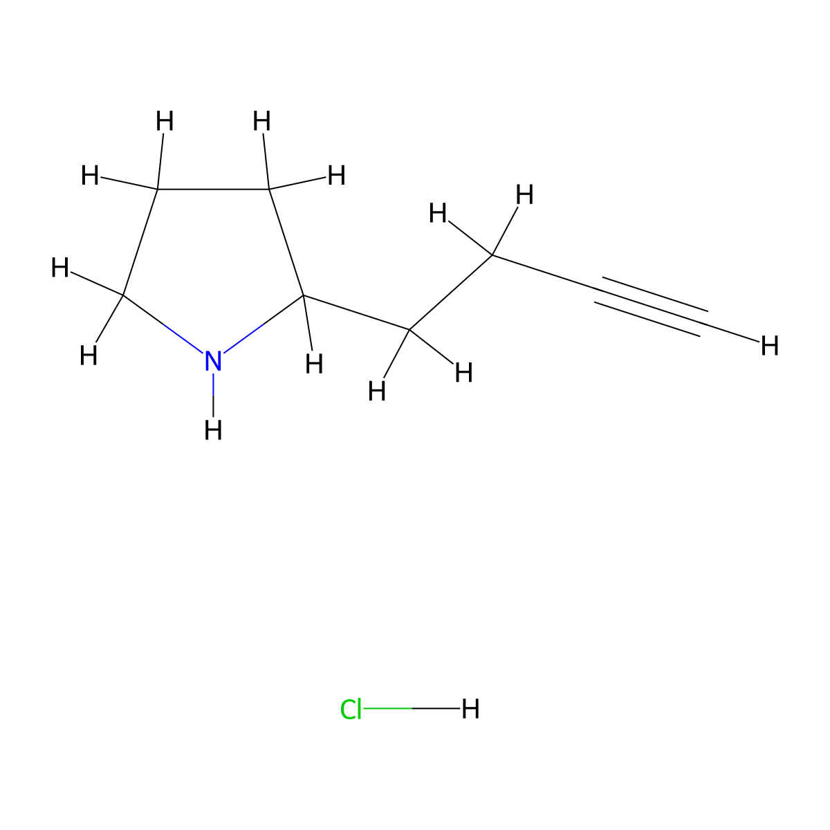 2-(But-3-yn-1-yl)pyrrolidine hydrochloride molecular structure, CAS 2408966-13-0