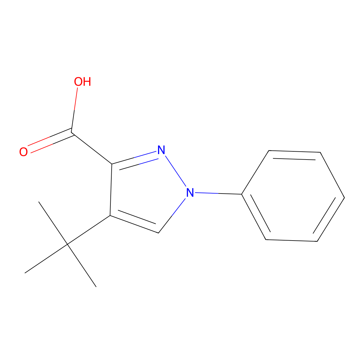 4-tert-butyl-1-phenyl-1H-pyrazole-3-carboxylic acid molecular structure, CAS 2408966-18-5