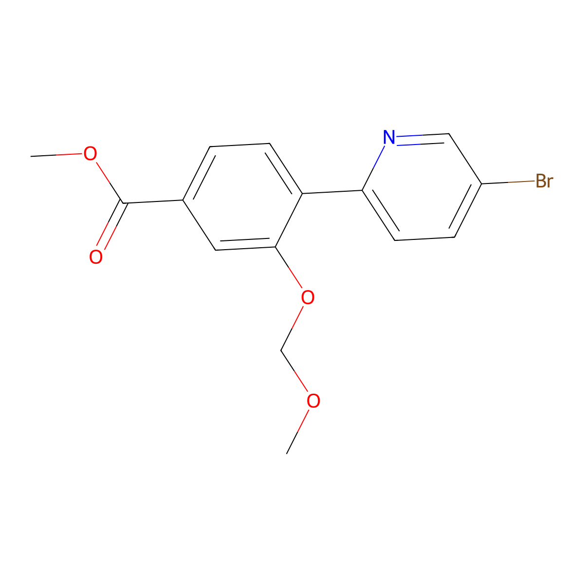 Methyl 4-(5-bromopyridin-2-yl)-3-(methoxymethoxy)benzoate molecular structure, CAS 2408966-20-9