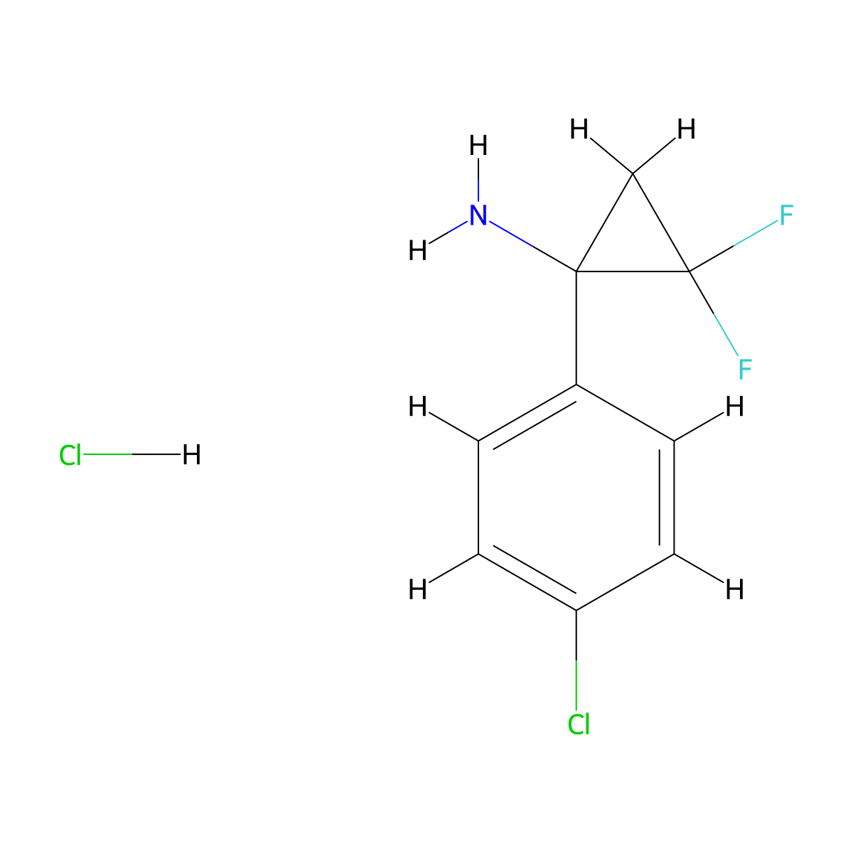 1-(4-Chlorophenyl)-2,2-difluorocyclopropan-1-amine hydrochloride molecular structure, CAS 2408966-22-1