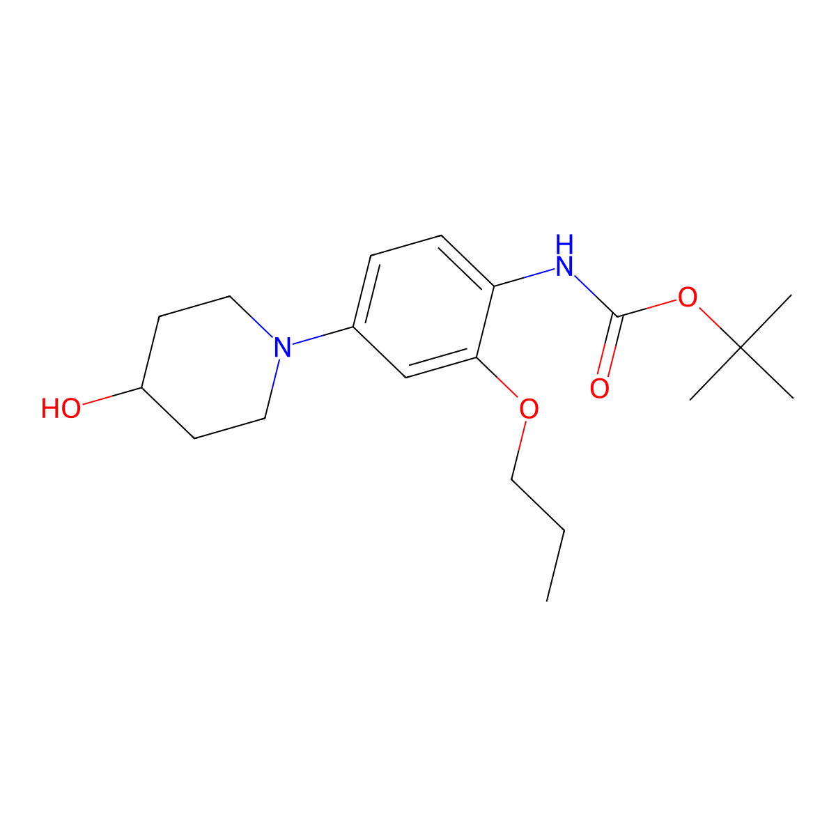 tert-butyl N-[4-(4-hydroxypiperidin-1-yl)-2-propoxyphenyl]carbamate molecular structure, CAS 2408966-37-8