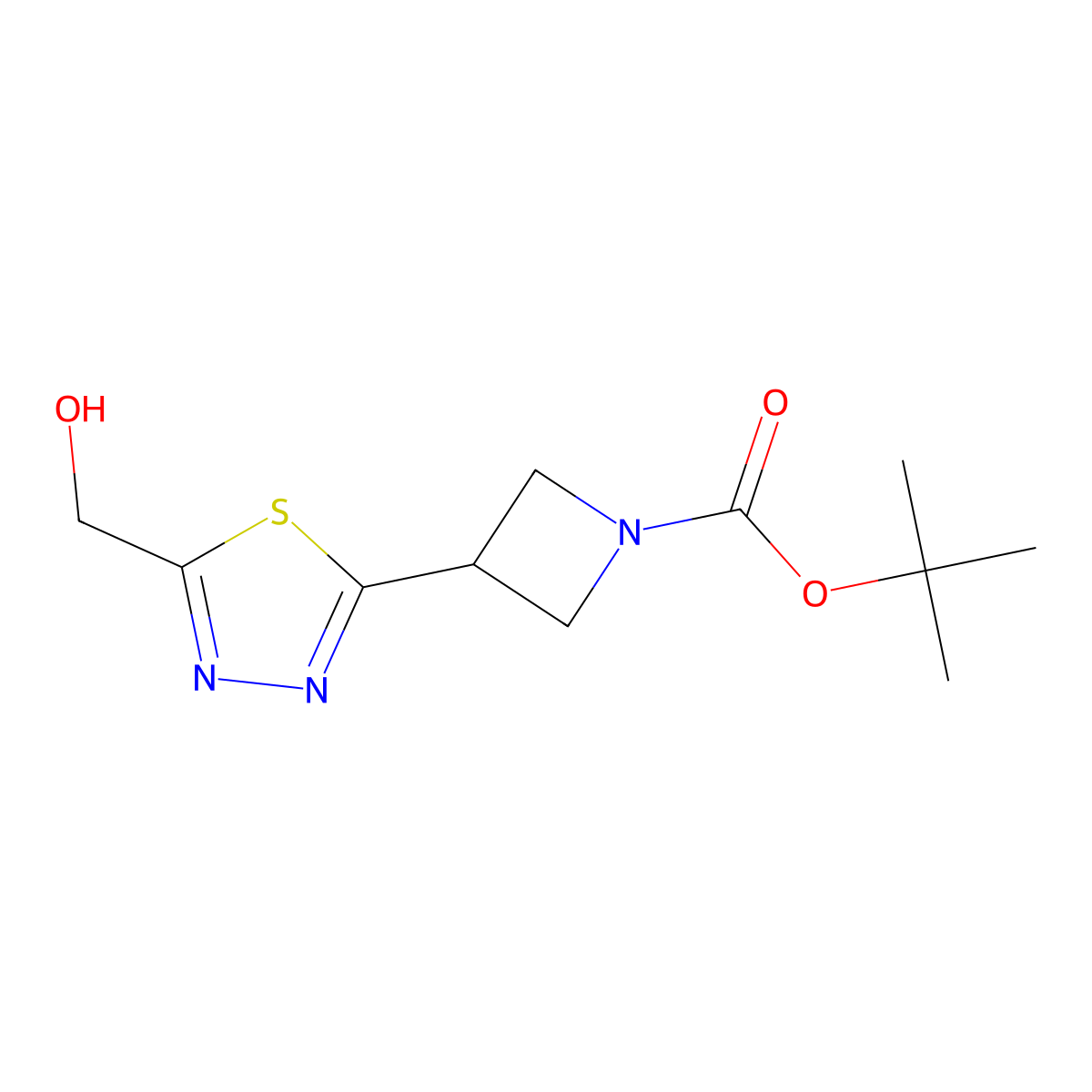 Tert-butyl 3-[5-(hydroxymethyl)-1,3,4-thiadiazol-2-yl]azetidine-1-carboxylate molecular structure, CAS 2408966-38-9