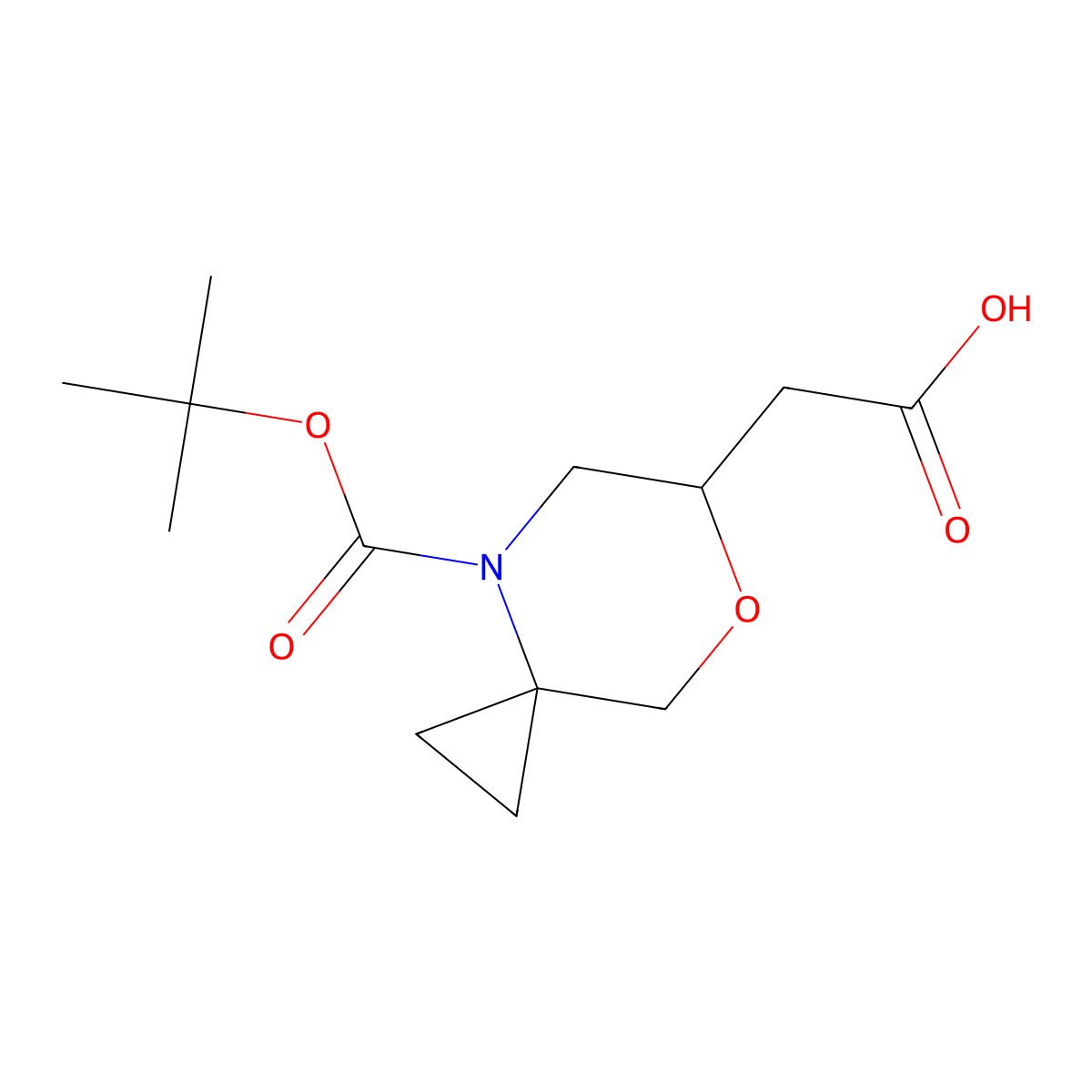 2-(4-((Tert-butoxy)carbonyl)-7-oxa-4-azaspiro(2.5)octan-6-yl)acetic acid molecular structure, CAS 2408966-42-5