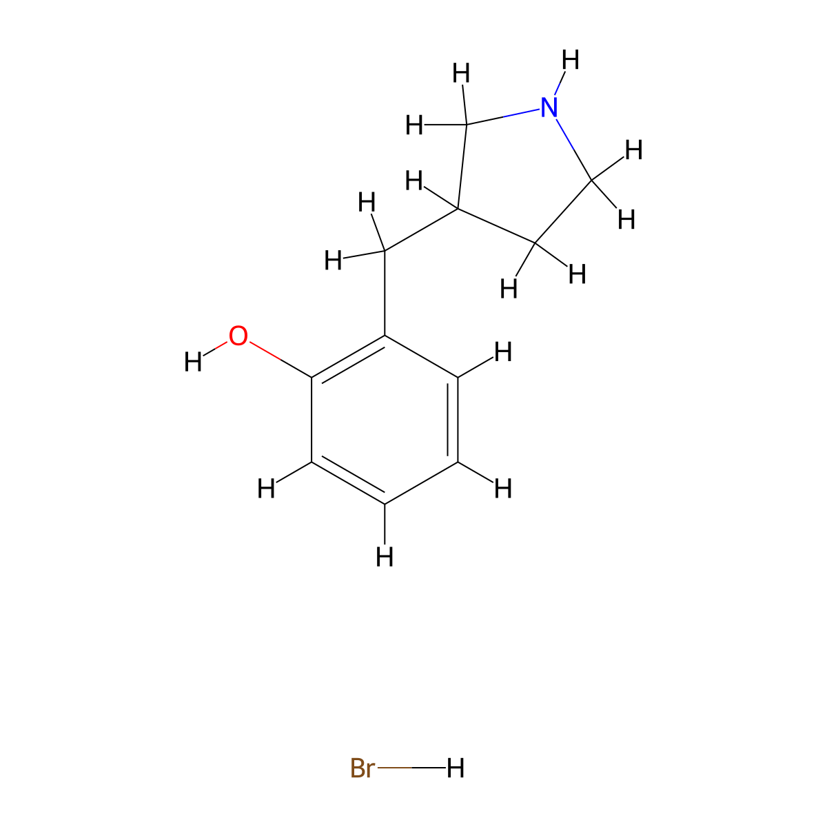 2-[(Pyrrolidin-3-yl)methyl]phenol hydrobromide molecular structure, CAS 2408966-51-6