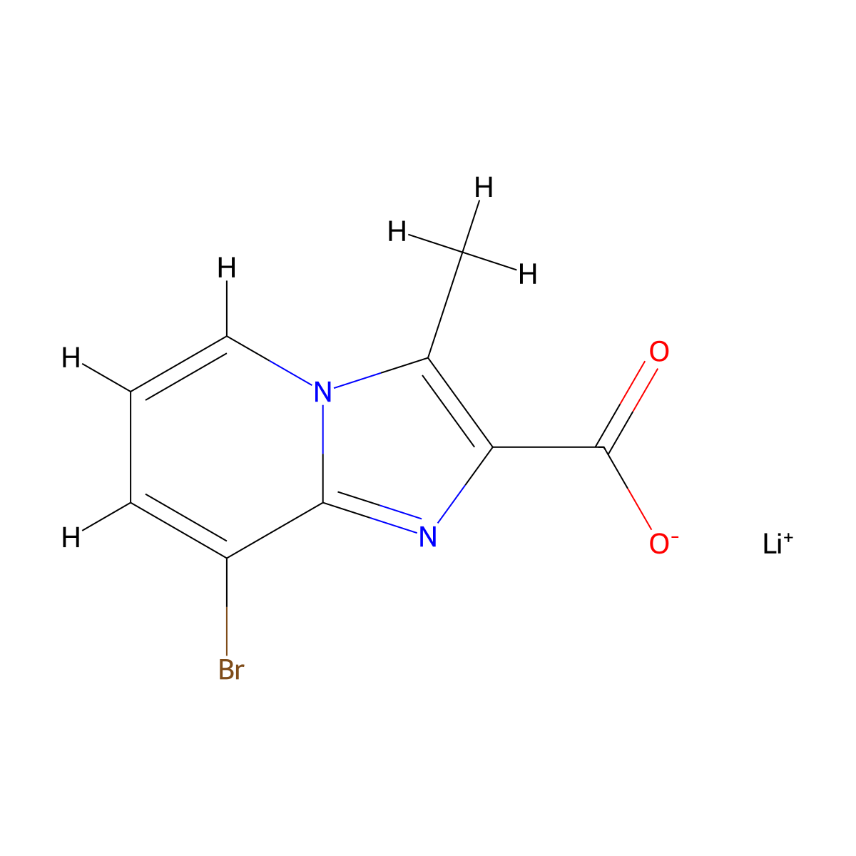 Lithium(1+)8-bromo-3-methylimidazo[1,2-a]pyridine-2-carboxylate molecular structure, CAS 2408966-53-8