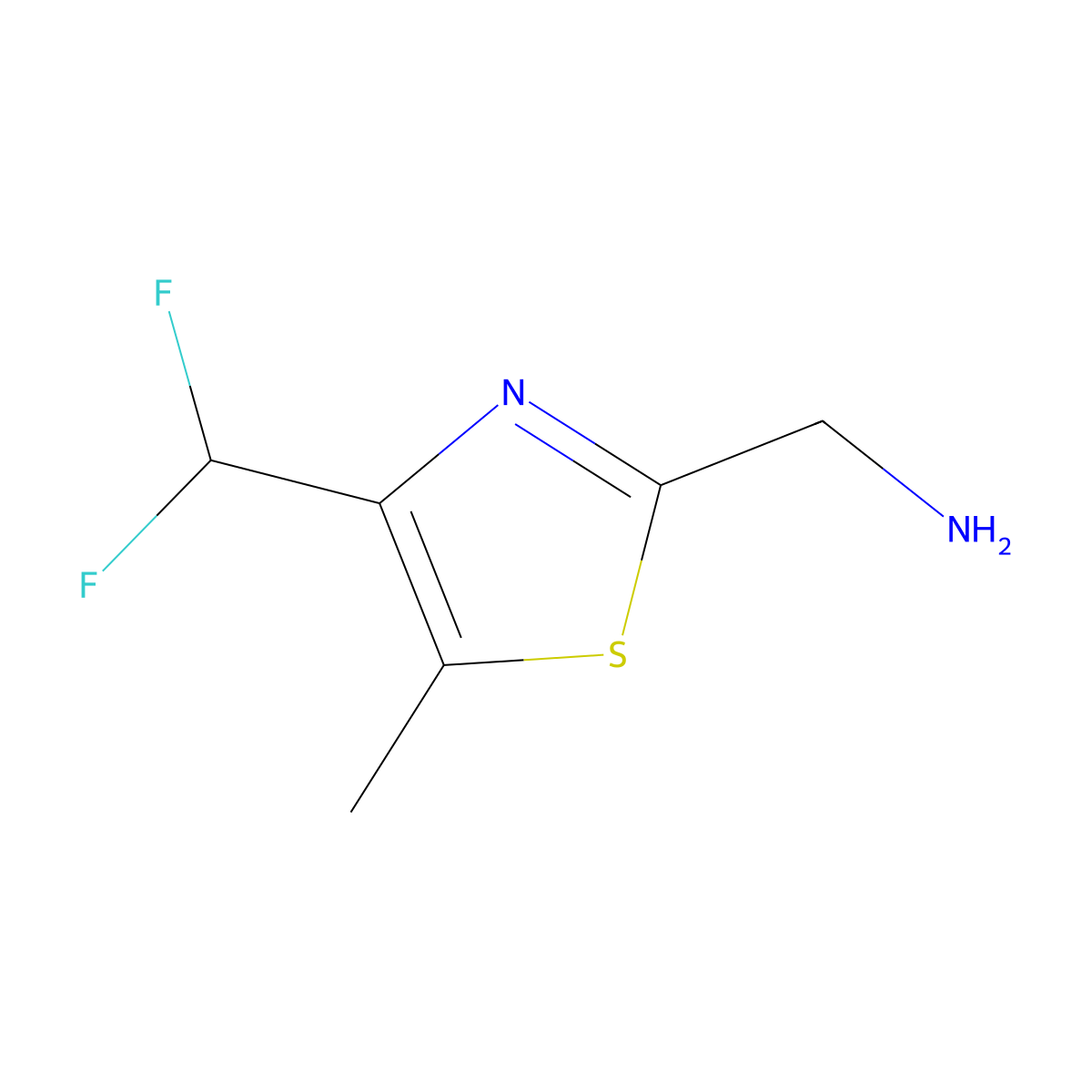 1-[4-(Difluoromethyl)-5-methyl-1,3-thiazol-2-yl]methanamine molecular structure, CAS 2408966-54-9