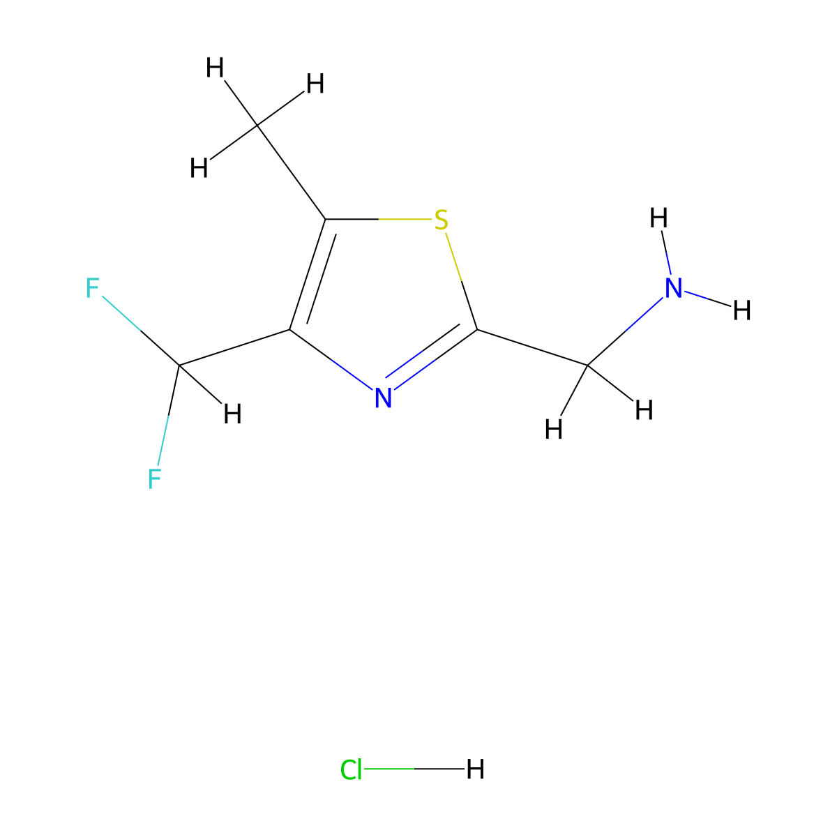 1-[4-(Difluoromethyl)-5-methyl-1,3-thiazol-2-yl]methanaminehydrochloride molecular structure, CAS 2408966-55-0