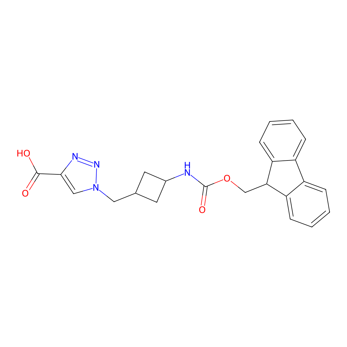 rac-1-{[(1r,3r)-3-({[(9H-fluoren-9-yl)methoxy]carbonyl}amino)cyclobutyl]methyl}-1H-1,2,3-triazole-4-carboxylic acid molecular structure, CAS 2408966-56-1