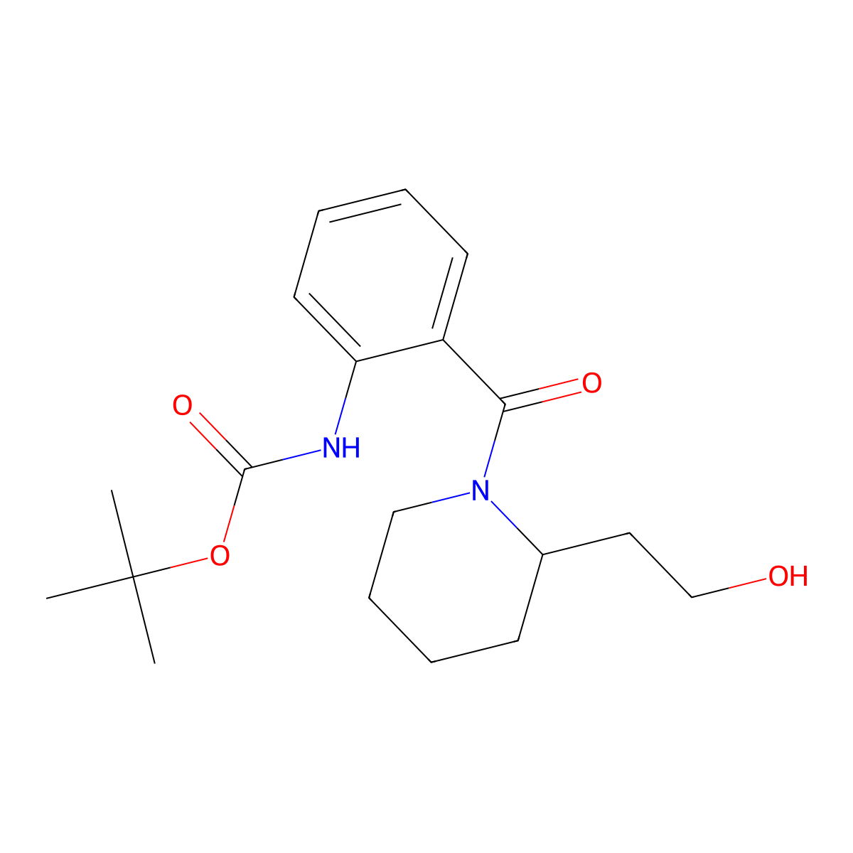 tert-butyl N-{2-[2-(2-hydroxyethyl)piperidine-1-carbonyl]phenyl}carbamate molecular structure, CAS 2408968-44-3