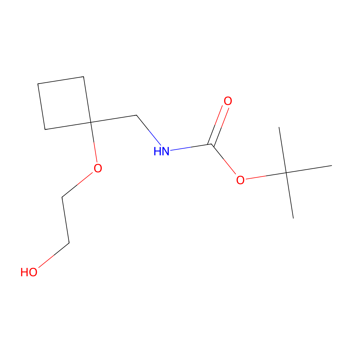 tert-butyl N-{[1-(2-hydroxyethoxy)cyclobutyl]methyl}carbamate molecular structure, CAS 2408968-45-4