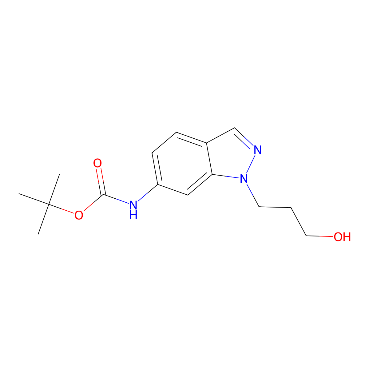 tert-butyl N-[1-(3-hydroxypropyl)-1H-indazol-6-yl]carbamate molecular structure, CAS 2408968-48-7
