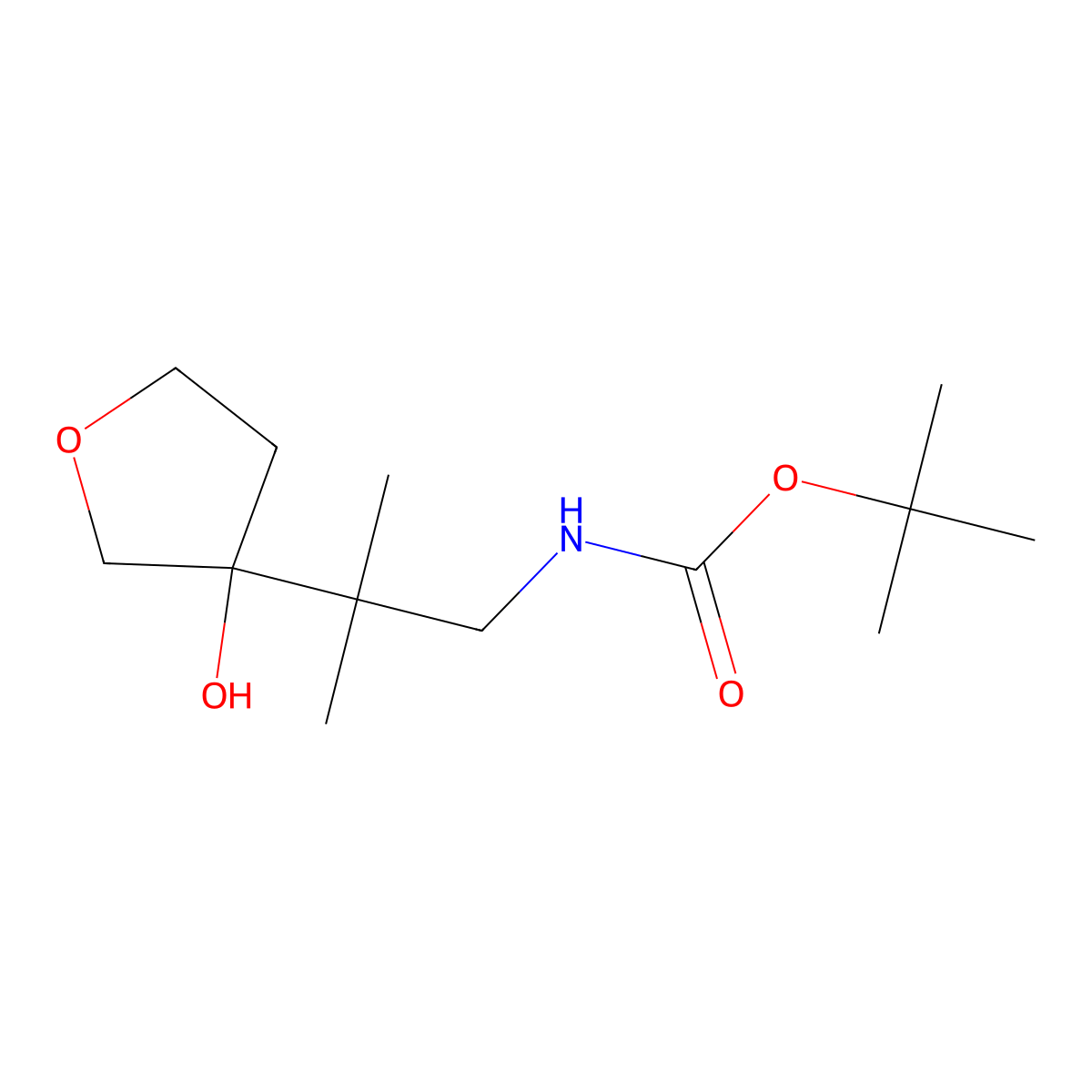 tert-butyl N-[2-(3-hydroxyoxolan-3-yl)-2-methylpropyl]carbamate molecular structure, CAS 2408968-49-8