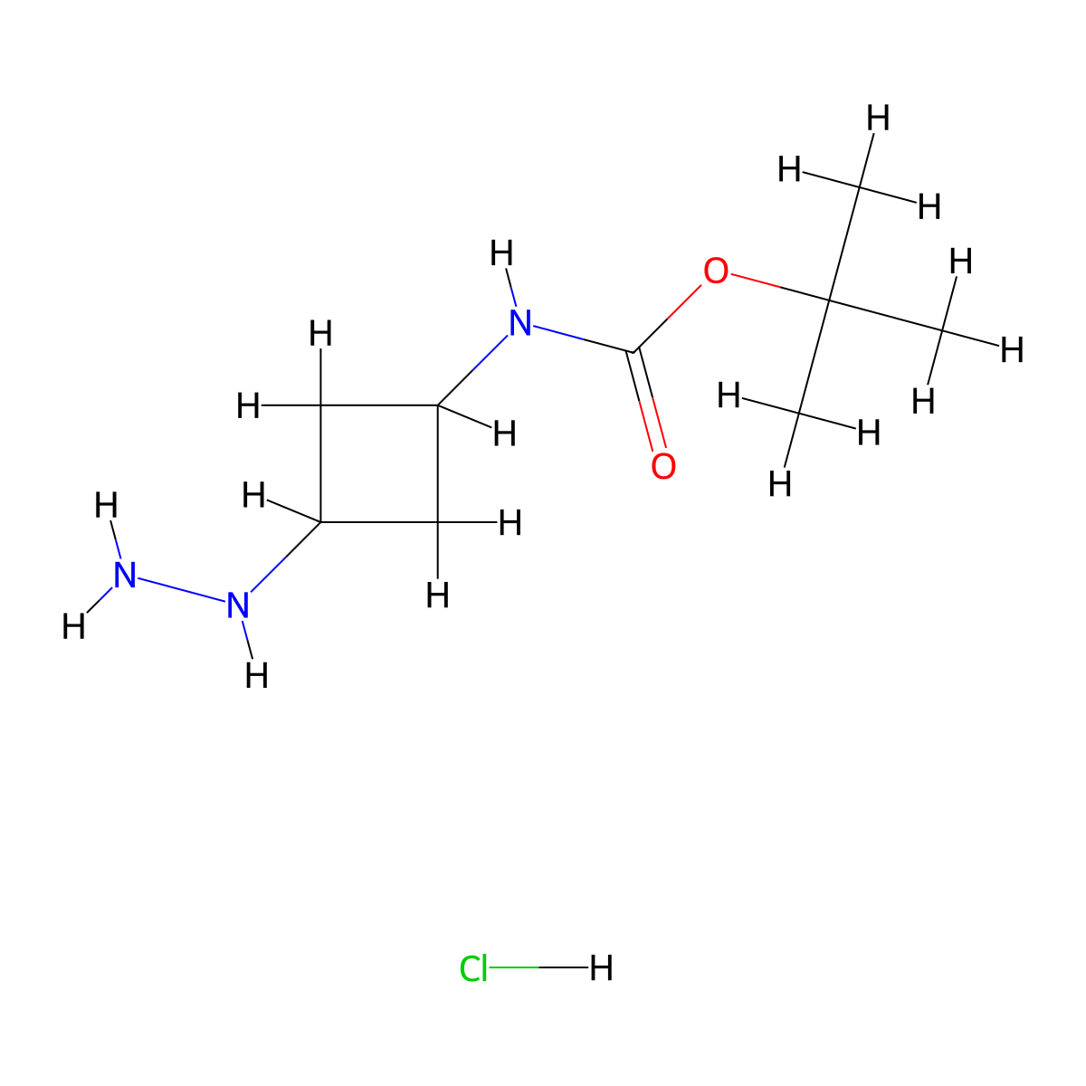 tert-butyl N-(3-hydrazinylcyclobutyl)carbamate hydrochloride molecular structure, CAS 2408968-54-5