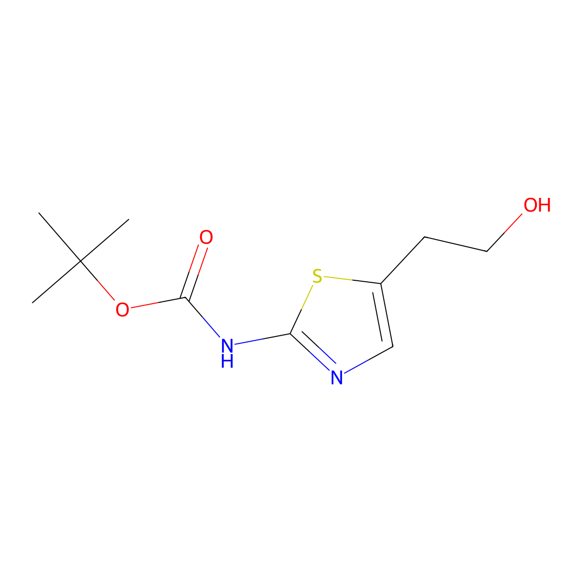 tert-butyl N-[5-(2-hydroxyethyl)-1,3-thiazol-2-yl]carbamate molecular structure, CAS 2408968-60-3