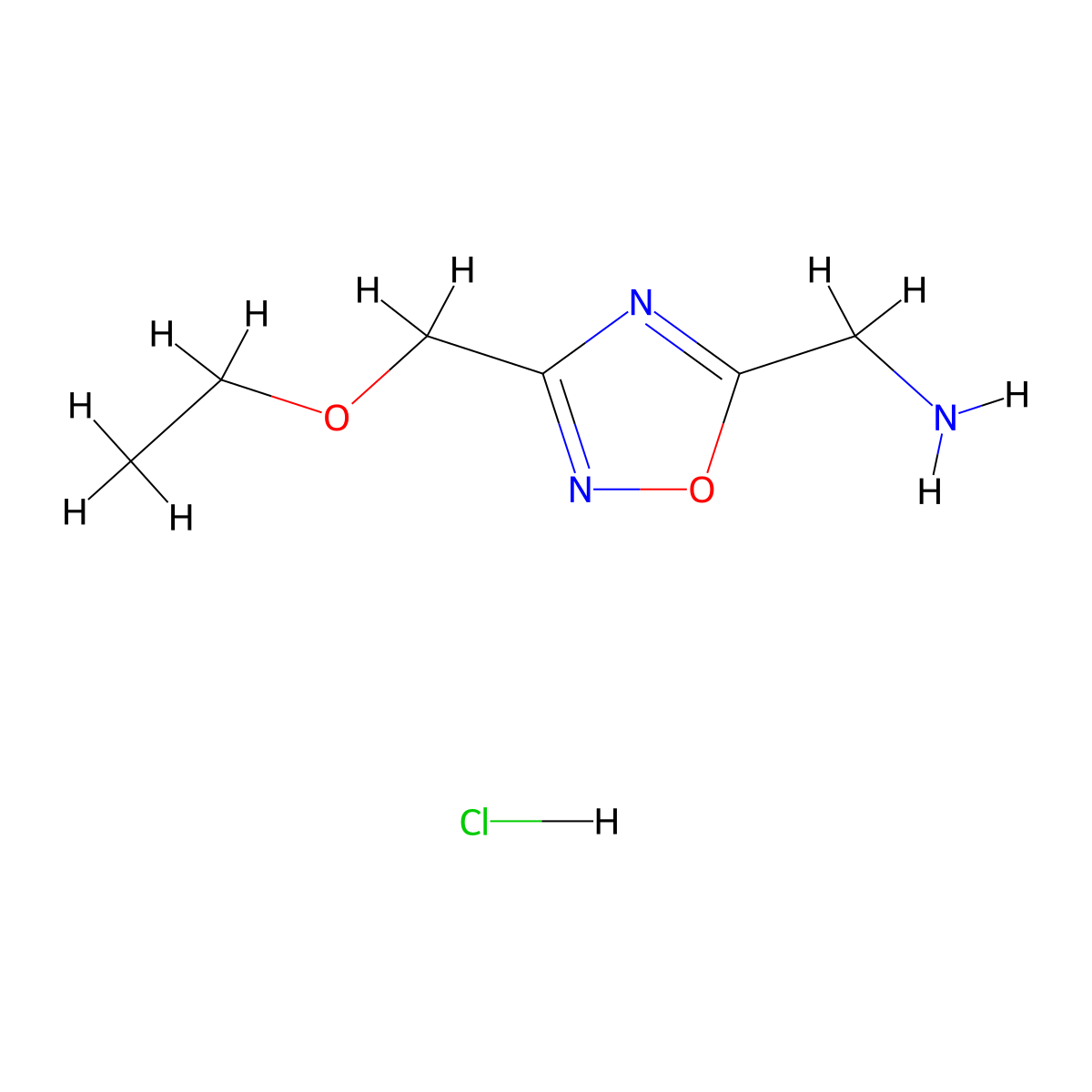 1-[3-(Ethoxymethyl)-1,2,4-oxadiazol-5-yl]methanamine hydrochloride molecular structure, CAS 2408968-64-7