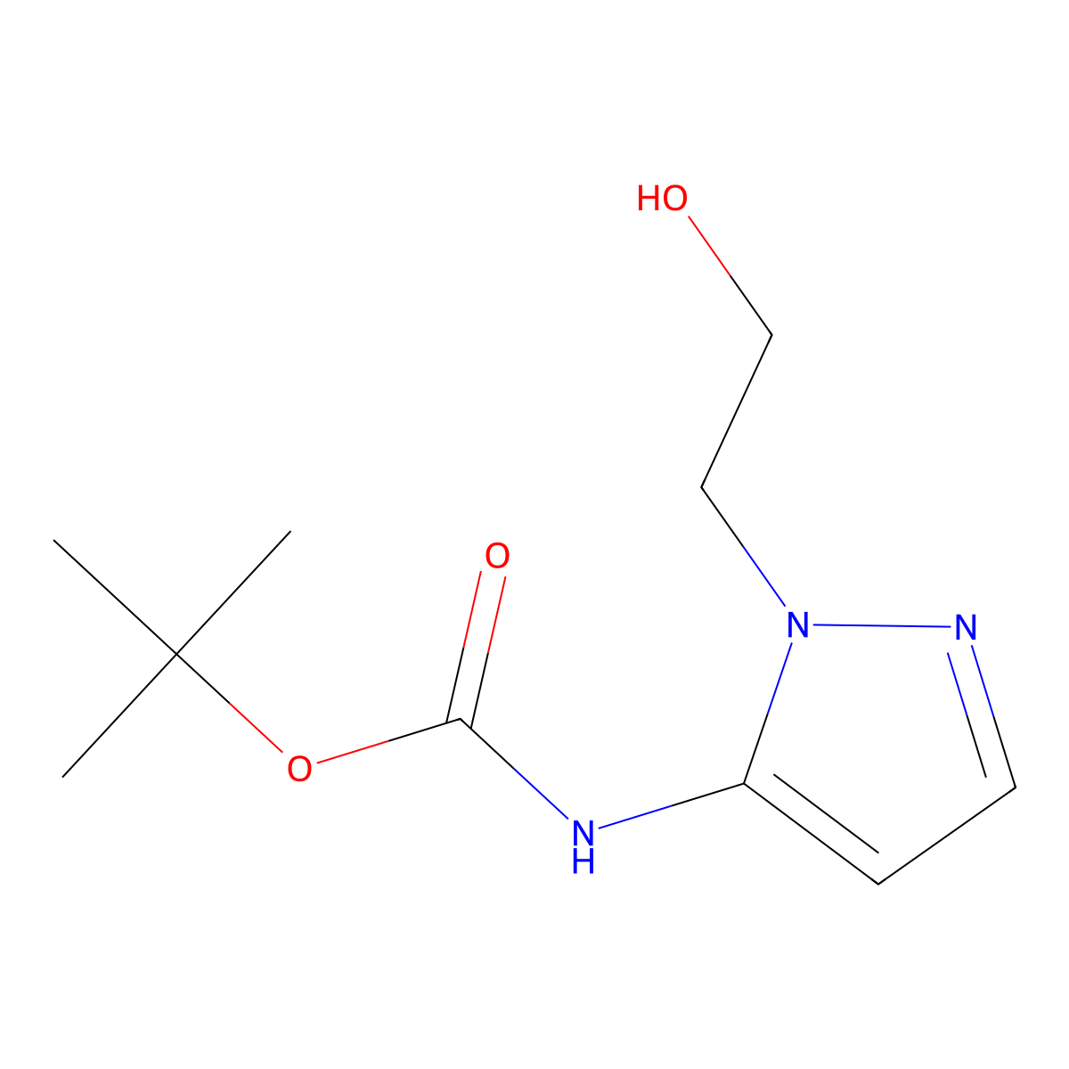 Tert-butyl (1-(2-hydroxyethyl)-1H-pyrazol-5-YL)carbamate molecular structure, CAS 2408968-65-8