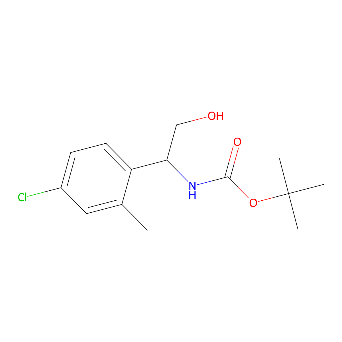 tert-butyl N-[1-(4-chloro-2-methylphenyl)-2-hydroxyethyl]carbamate molecular structure, CAS 2408968-73-8