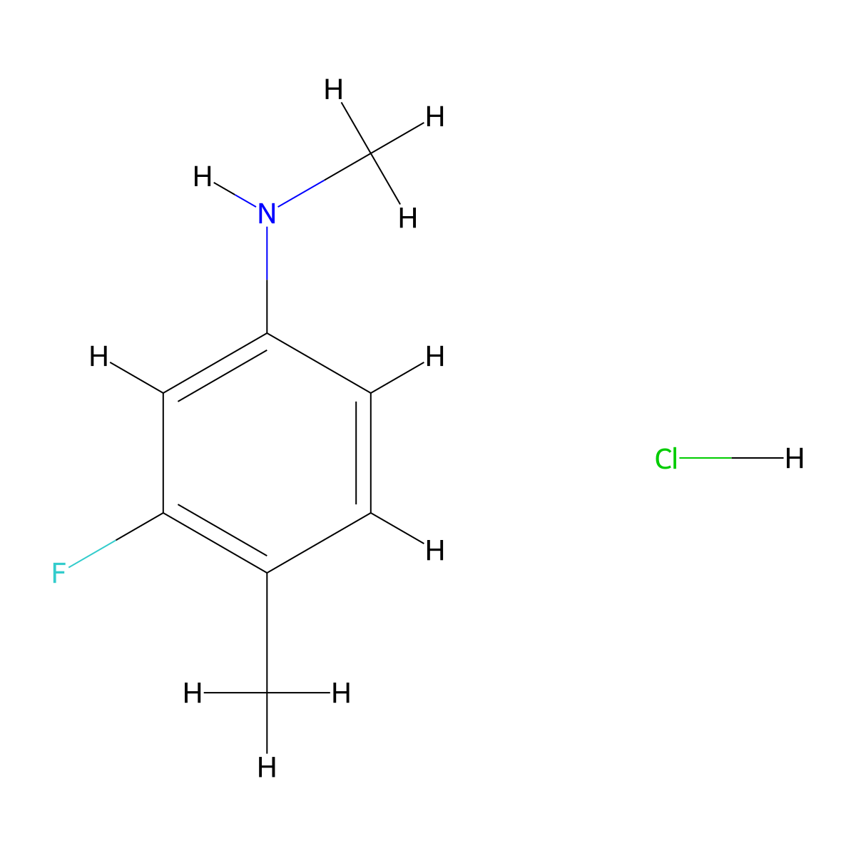 3-fluoro-N,4-dimethylaniline hydrochloride molecular structure, CAS 2408968-76-1
