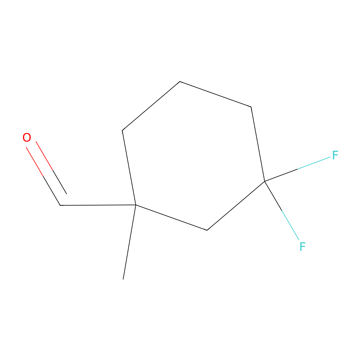 3,3-Difluoro-1-methylcyclohexane-1-carbaldehyde molecular structure, CAS 2408968-78-3