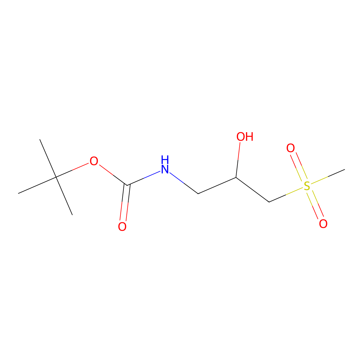tert-butyl N-(2-hydroxy-3-methanesulfonylpropyl)carbamate molecular structure, CAS 2408968-87-4