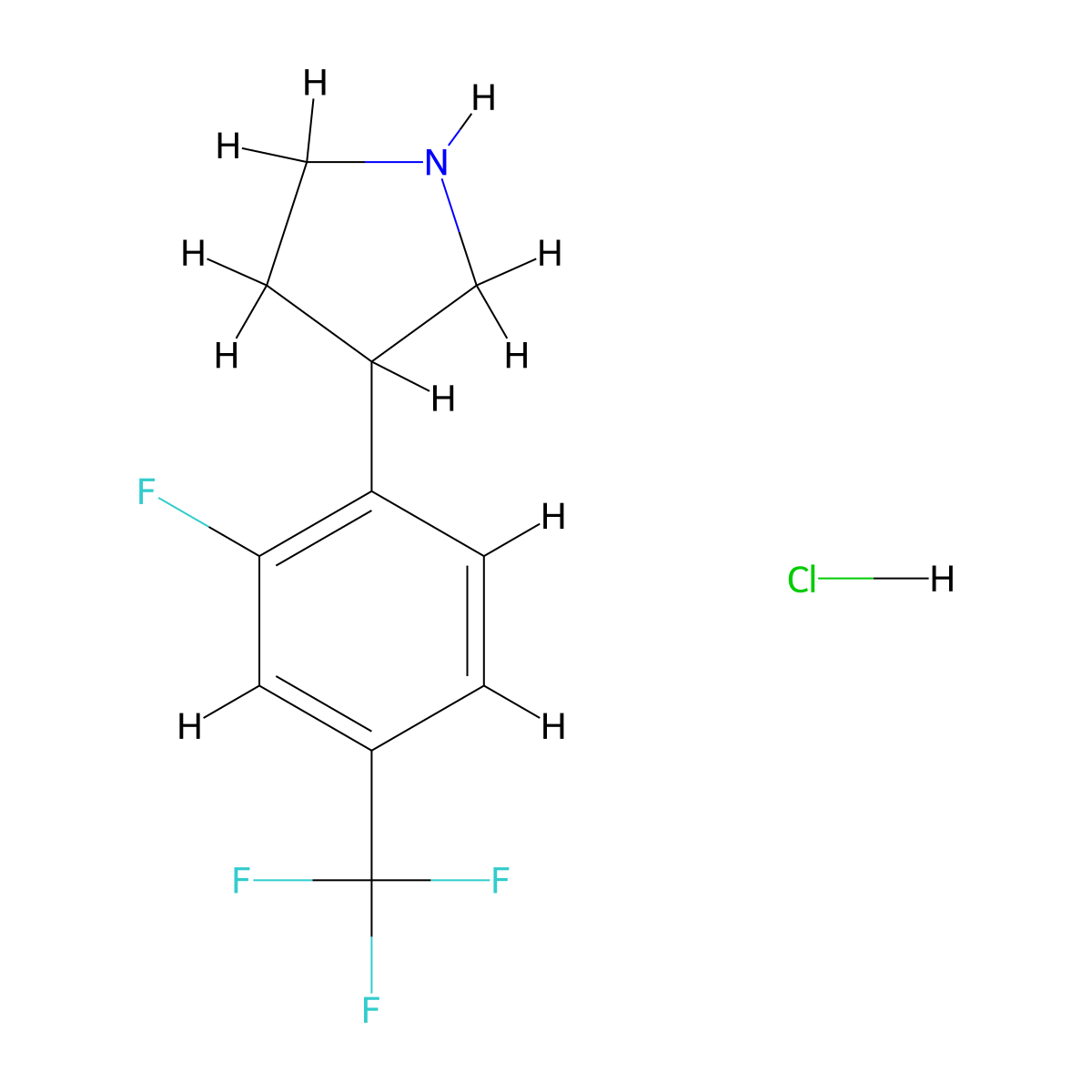 3-[2-Fluoro-4-(trifluoromethyl)phenyl]pyrrolidine hydrochloride molecular structure, CAS 2408968-93-2