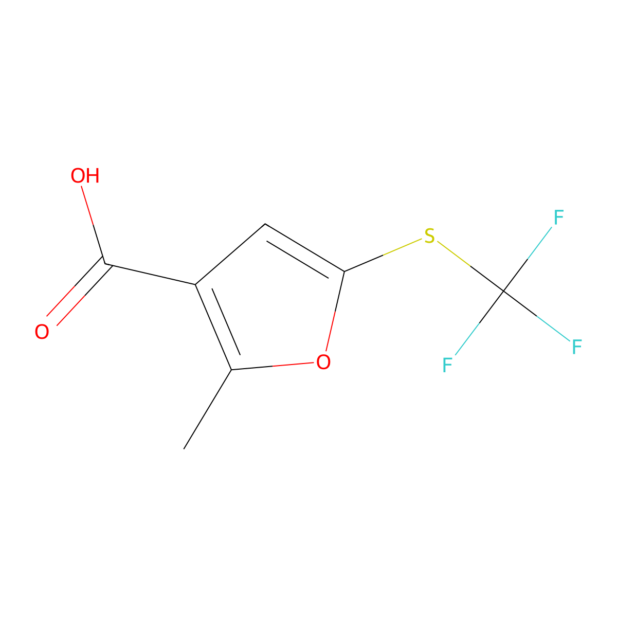 2-Methyl-5-[(trifluoromethyl)sulfanyl]furan-3-carboxylicacid molecular structure, CAS 2408968-98-7
